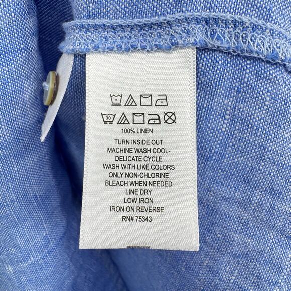 Tahari Plus Blue 100% Linen Sleeveless A-line Popover Collared Shirt Dress - Picture 5 of 5